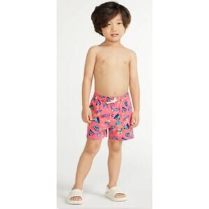 Chubbies Kids 12-18 The Raptor Trainers Swim Trunk Pink Jurassic Park Drawstring
